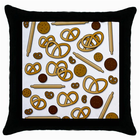 Bakery 3 Throw Pillow Case (Black) from ArtsNow.com Front