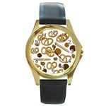 Bakery 3 Round Gold Metal Watch