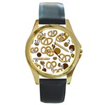 Bakery 3 Round Gold Metal Watch