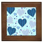 Light and Dark Blue Hearts Framed Tiles