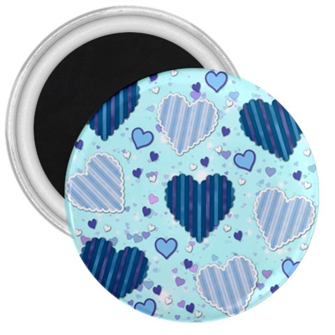 Light and Dark Blue Hearts 3  Magnets from ArtsNow.com Front