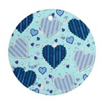 Light and Dark Blue Hearts Ornament (Round) 