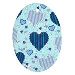 Light and Dark Blue Hearts Ornament (Oval) 