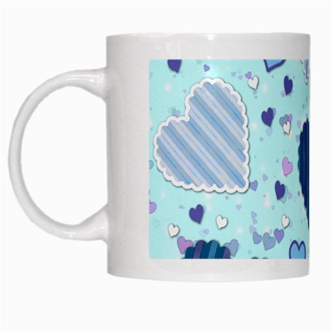 Light and Dark Blue Hearts White Mugs from ArtsNow.com Left