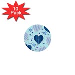 Light and Dark Blue Hearts 1  Mini Buttons (10 pack) 