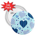 Light and Dark Blue Hearts 2.25  Buttons (100 pack) 