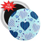 Light and Dark Blue Hearts 3  Magnets (10 pack) 