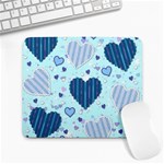 Light and Dark Blue Hearts Large Mousepads