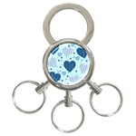 Light and Dark Blue Hearts 3-Ring Key Chains