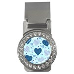 Light and Dark Blue Hearts Money Clips (CZ) 