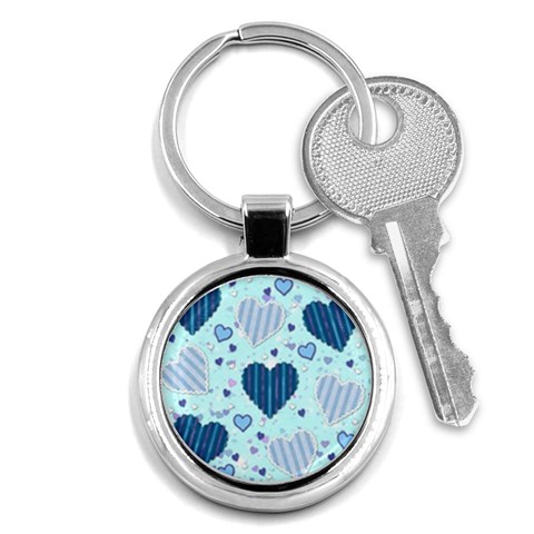 Light and Dark Blue Hearts Key Chains (Round)  from ArtsNow.com Front