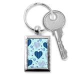 Light and Dark Blue Hearts Key Chains (Rectangle) 