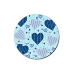 Light and Dark Blue Hearts Rubber Coaster (Round) 