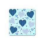 Light and Dark Blue Hearts Square Magnet