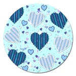 Light and Dark Blue Hearts Magnet 5  (Round)