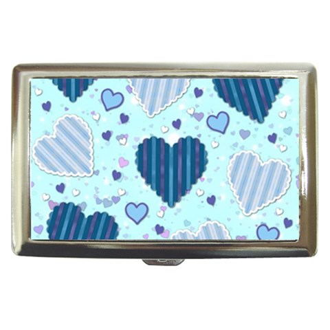 Light and Dark Blue Hearts Cigarette Money Cases from ArtsNow.com Front