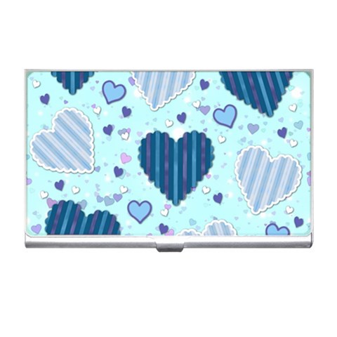 Light and Dark Blue Hearts Business Card Holders from ArtsNow.com Front