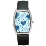 Light and Dark Blue Hearts Barrel Style Metal Watch