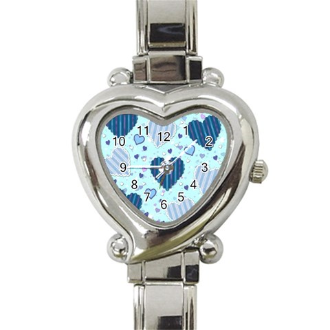 Light and Dark Blue Hearts Heart Italian Charm Watch from ArtsNow.com Front