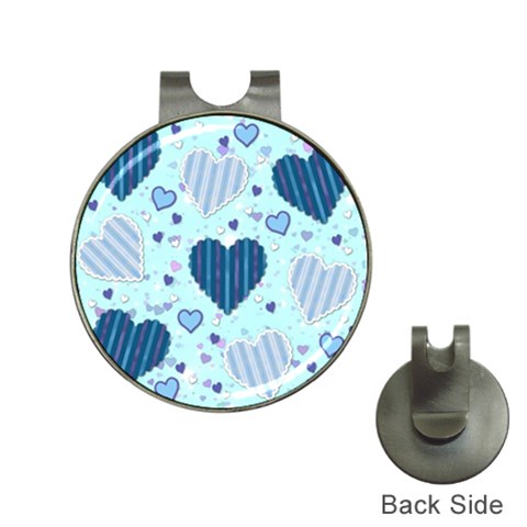 Light and Dark Blue Hearts Hat Clips with Golf Markers from ArtsNow.com Front