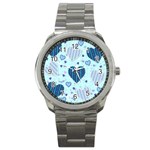 Light and Dark Blue Hearts Sport Metal Watch