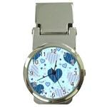 Light and Dark Blue Hearts Money Clip Watches