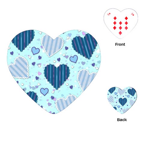 Light and Dark Blue Hearts Playing Cards (Heart)  from ArtsNow.com Front