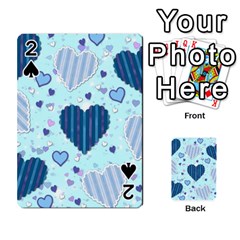 Light and Dark Blue Hearts Playing Cards 54 Designs  from ArtsNow.com Front - Spade2