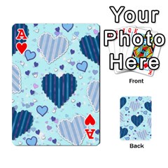 Ace Light and Dark Blue Hearts Playing Cards 54 Designs  from ArtsNow.com Front - HeartA
