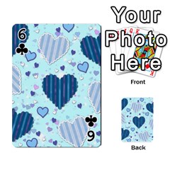 Light and Dark Blue Hearts Playing Cards 54 Designs  from ArtsNow.com Front - Club6
