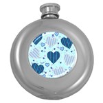 Light and Dark Blue Hearts Round Hip Flask (5 oz)