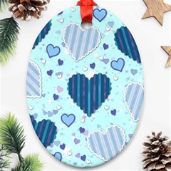 Light and Dark Blue Hearts Oval Ornament (Two Sides) from ArtsNow.com Front