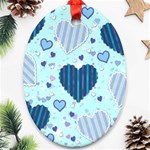 Light and Dark Blue Hearts Oval Ornament (Two Sides)