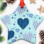 Light and Dark Blue Hearts Star Ornament (Two Sides) 