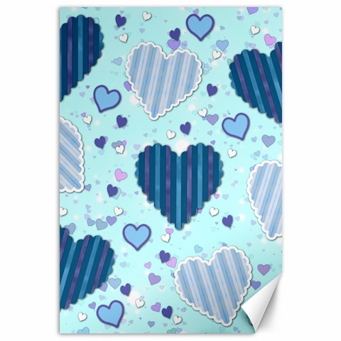 Light and Dark Blue Hearts Canvas 12  x 18   from ArtsNow.com 11.88 x17.36  Canvas - 1