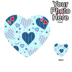 Light and Dark Blue Hearts Playing Cards 54 (Heart)  from ArtsNow.com Front - Heart6