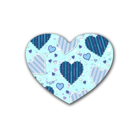 Light and Dark Blue Hearts Rubber Coaster (Heart)  from ArtsNow.com Front