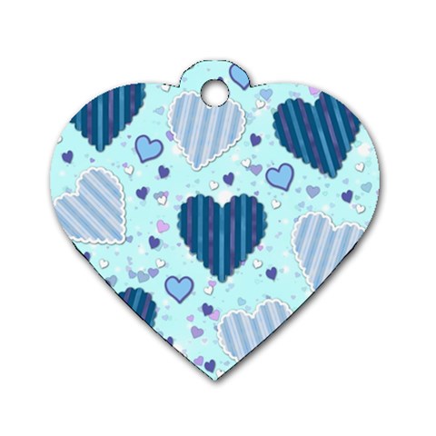Light and Dark Blue Hearts Dog Tag Heart (One Side) from ArtsNow.com Front
