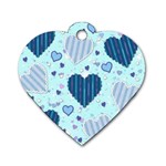 Light and Dark Blue Hearts Dog Tag Heart (One Side)