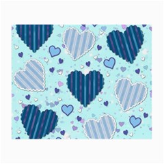 Light and Dark Blue Hearts Small Glasses Cloth (2 Front