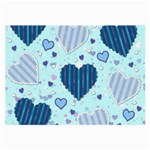 Light and Dark Blue Hearts Large Glasses Cloth (2-Side)