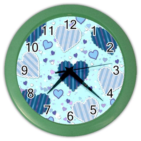 Light and Dark Blue Hearts Color Wall Clocks from ArtsNow.com Front