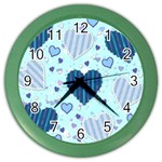 Light and Dark Blue Hearts Color Wall Clocks