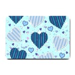 Light and Dark Blue Hearts Small Doormat 