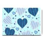 Light and Dark Blue Hearts Large Doormat 