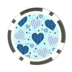 Light and Dark Blue Hearts Poker Chip Card Guards from ArtsNow.com Front