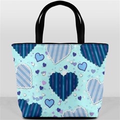 Light and Dark Blue Hearts Bucket Bags from ArtsNow.com Front