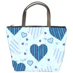 Light and Dark Blue Hearts Bucket Bags