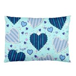 Light and Dark Blue Hearts Pillow Case