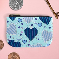 Light and Dark Blue Hearts Mini Coin Purses from ArtsNow.com Front